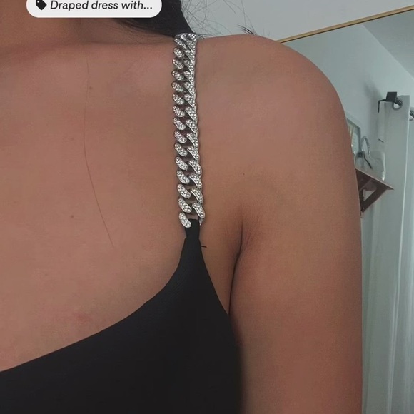 Zara Draped Dress With Jewel Chains Size M - Picture 9 of 11